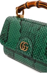 Женская сумка gucci diana GUCCI зеленого цвета, арт. 675795 LU30T | Фото 3 (Материал: Экзотическая кожа, Натуральная кожа; Сумки-технические: Сумки top-handle; Размер: mini; Ремень/цепочка: На ремешке)