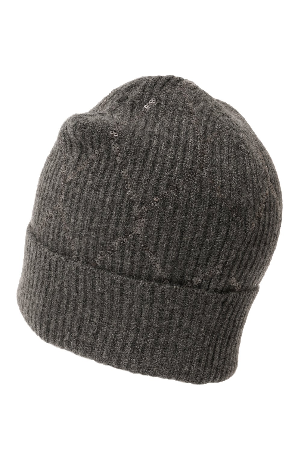 Женская кашемировая шапка BRUNELLO CUCINELLI темно-серого цвета, арт. M12730699 | Фото 3 (Материал: Текстиль, Кашемир, Шерсть)