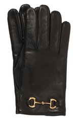 Женские кожаные перчатки GUCCI черного цвета, арт. 645494 BAP00 | Фото 1 (Материал: Натуральная кожа)