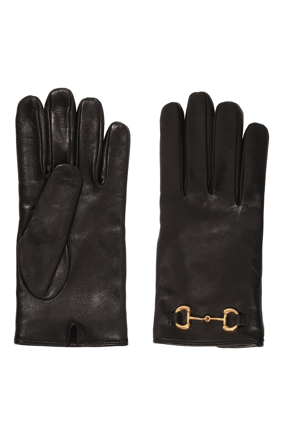 Женские кожаные перчатки GUCCI черного цвета, арт. 645494 BAP00 | Фото 2 (Материал: Натуральная кожа)
