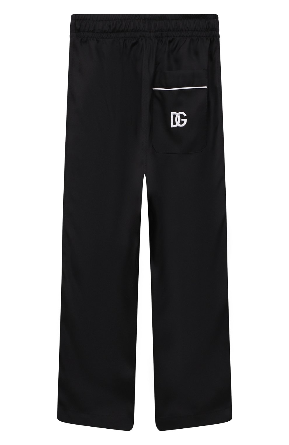 Детские шелковые брюки DOLCE & GABBANA черного цвета, арт. L43P44/G7H8Z/8-14 | Фото 2 (Материал внешний: Шелк; Случай: Повседневный)