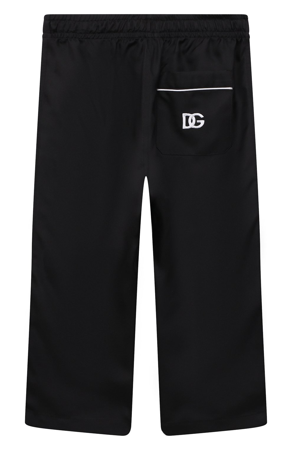 Детские шелковые брюки DOLCE & GABBANA черного цвета, арт. L43P44/G7H8Z/2-6 | Фото 2 (Материал внешний: Шелк; Случай: Повседневный)