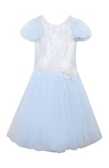 Детское платье MONNALISA голубого цвета, арт. 71A915 | Фото 1 (Случай: Вечерний; Рукава: Короткие; Материал внешний: Синтетический материал; Девочки Кросс-КТ: Платье-одежда; Материал подклада: Хлопок)