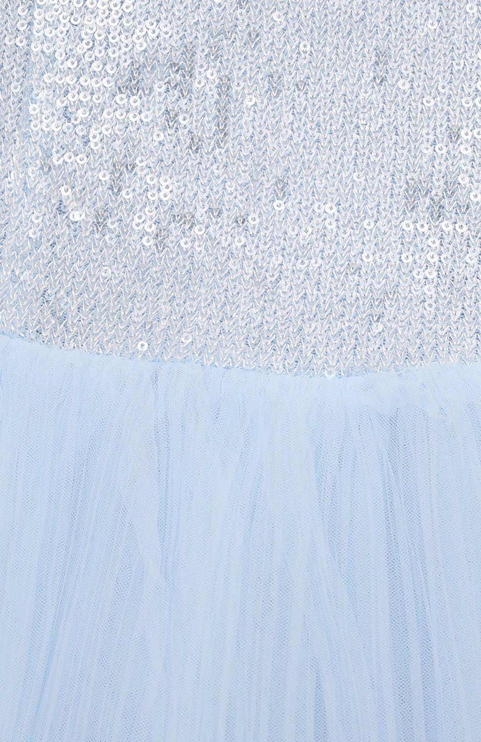 Детское платье MONNALISA голубого цвета, арт. 71A915 | Фото 3 (Случай: Вечерний; Рукава: Короткие; Материал внешний: Синтетический материал; Девочки Кросс-КТ: Платье-одежда; Материал подклада: Хлопок)