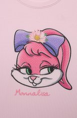 Детская хлопковая футболка MONNALISA розового цвета, арт. 19A621 | Фото 3 (Девочки Кросс-КТ: футболка-одежда; Рукава: Короткие; Материал внешний: Хлопок)
