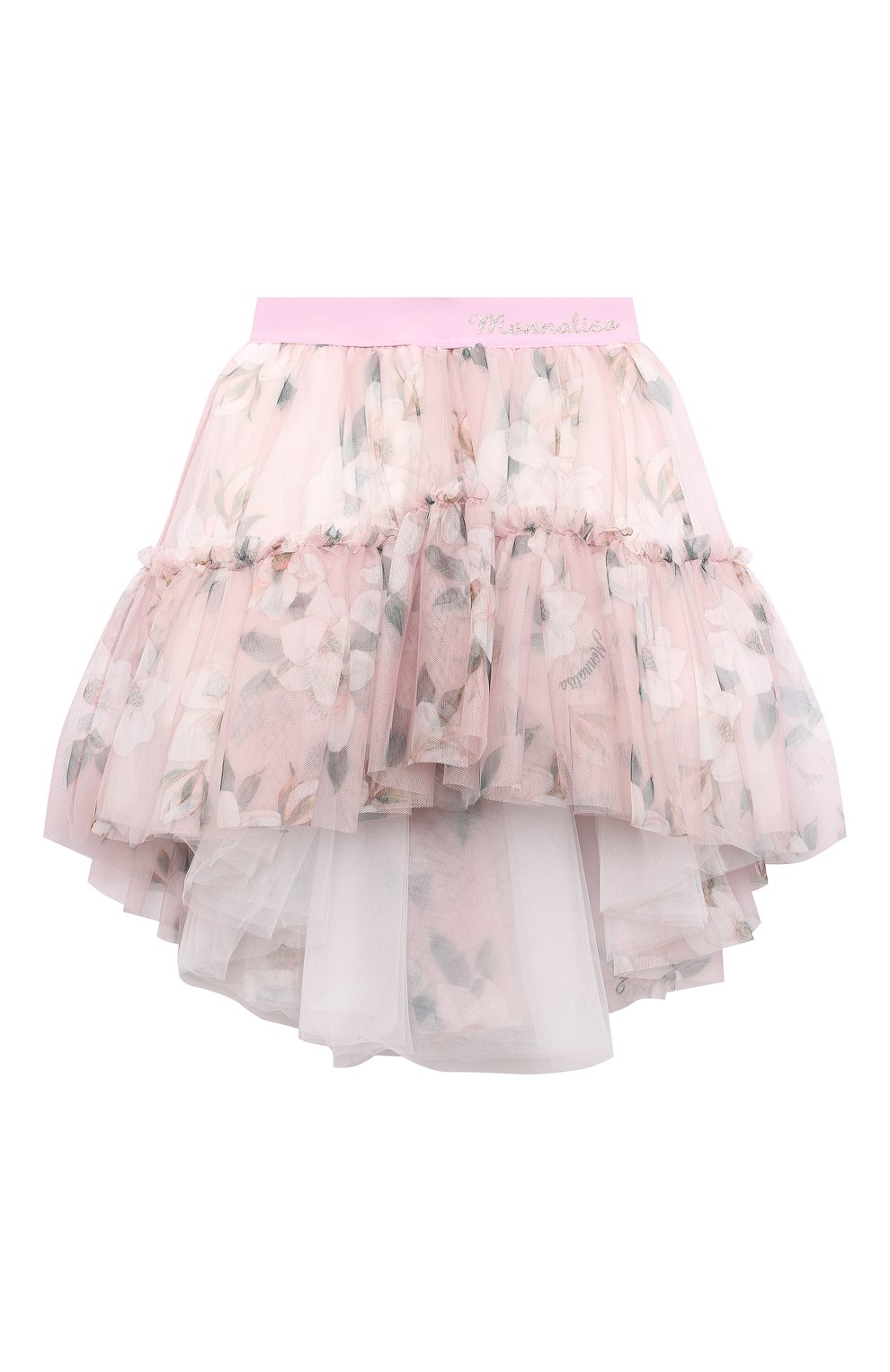 Детская юбка MONNALISA светло-розового цвета, арт. 71A701 | Фото 1 (Случай: Вечерний, Повседневный; Материал внешний: Синтетический материал; Материал подклада: Хлопок)