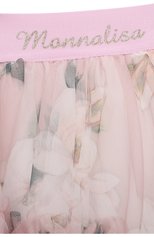 Детская юбка MONNALISA светло-розового цвета, арт. 71A701 | Фото 3 (Случай: Вечерний, Повседневный; Материал внешний: Синтетический материал; Материал подклада: Хлопок)