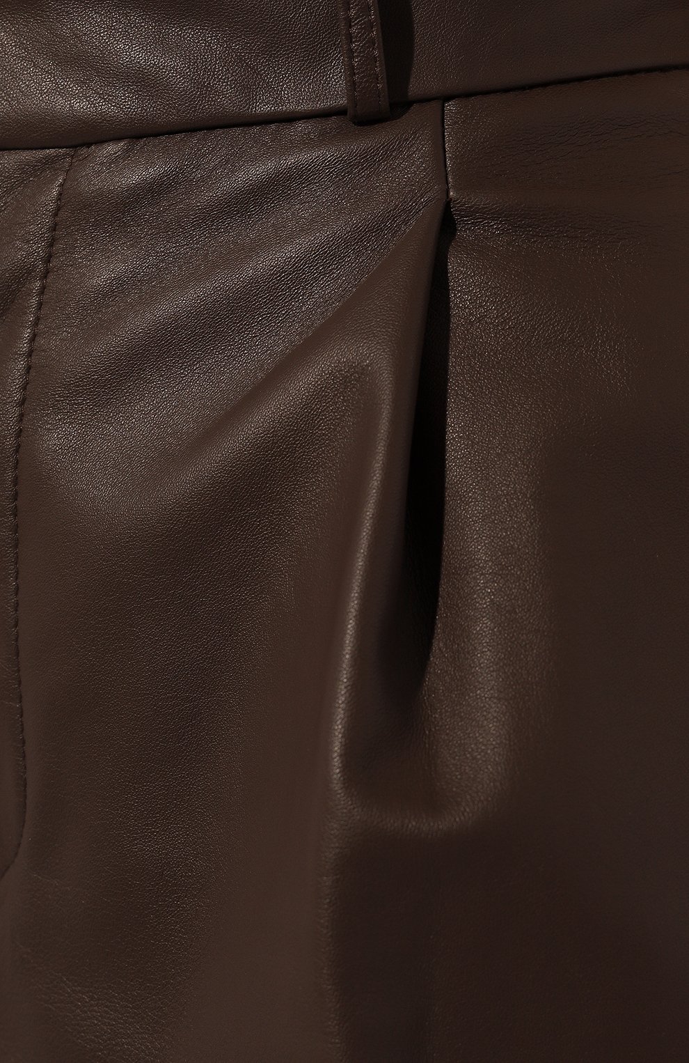 Женские кожаные шорты SIMONETTA RAVIZZA темно-коричневого цвета, арт. ST17L1 | Фото 5 (Женское Кросс-КТ: Шорты-одежда; Стили: Гламурный; Длина Ж (юбки, платья, шорты): Мини; Материал подклада: Синтетический материал; Материал внешний: Натуральная кожа)