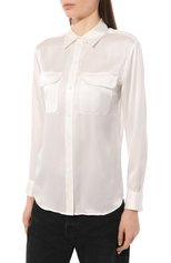 Женская шелковая рубашка EQUIPMENT белого цвета, арт. L21-E035 | Фото 3 (Материал внешний: Шелк; Рукава: Длинные; Принт: Без принта; Женское Кросс-КТ: Рубашка-одежда; Длина (для топов): Удлиненные; Стили: Романтичный)