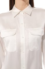 Женская шелковая рубашка EQUIPMENT белого цвета, арт. L21-E035 | Фото 5 (Материал внешний: Шелк; Рукава: Длинные; Принт: Без принта; Женское Кросс-КТ: Рубашка-одежда; Длина (для топов): Удлиненные; Стили: Романтичный)