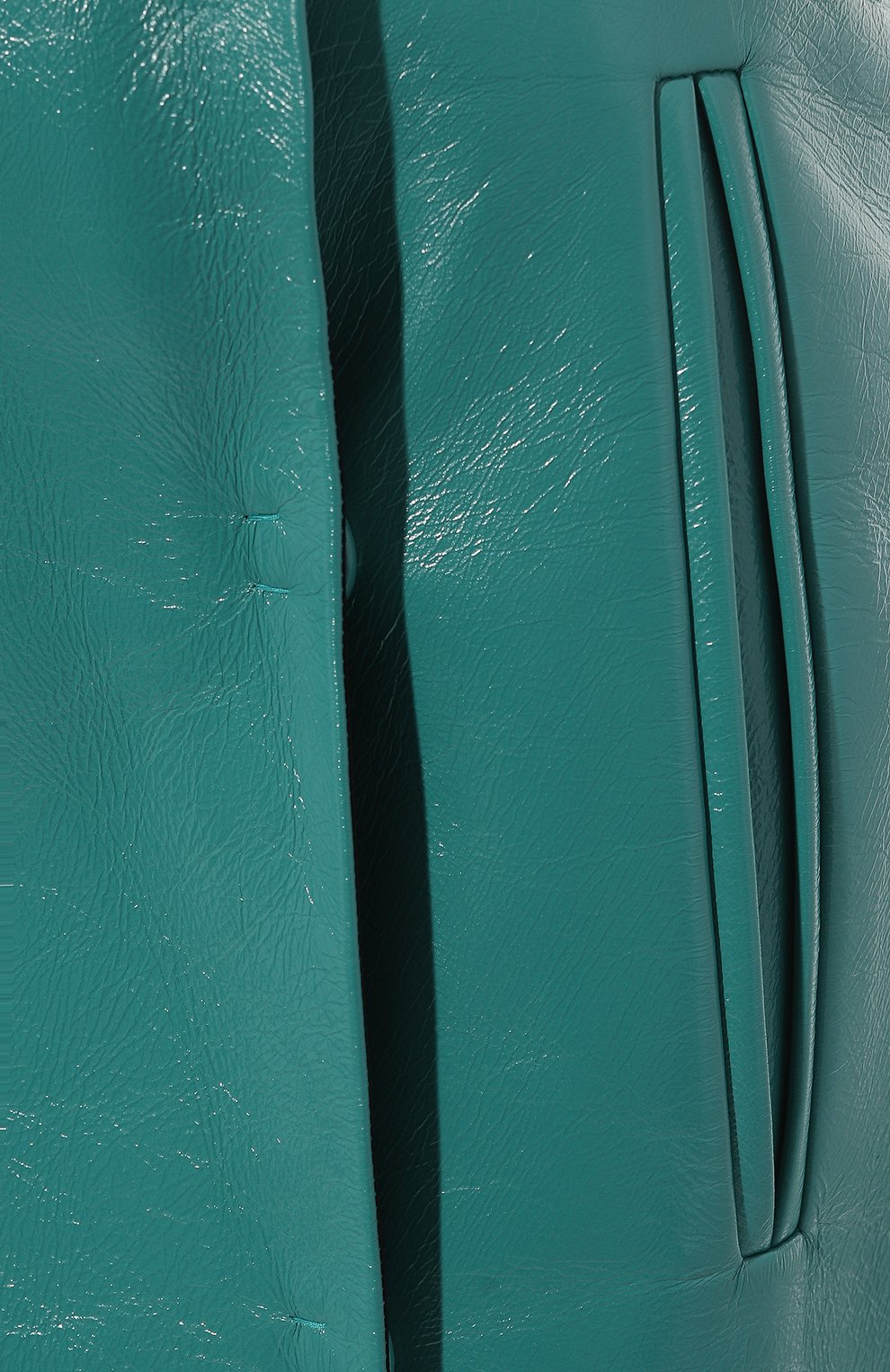 Женская кожаная юбка PRADA бирюзового цвета, арт. 51807-1ZFE-F0363 | Фото 5 (Женское Кросс-КТ: Юбка-одежда; Длина Ж (юбки, платья, шорты): Миди; Материал внешний: Натуральная кожа)