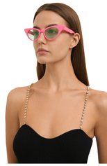 Женские солнцезащитные очки G.O.D. EYEWEAR розового цвета, арт. THIRTY 0NE B0NB0N/GREEN | Фото 2 (Тип очков: С/з; Оптика Гендер: оптика-женское; Очки форма: Cat-eye)