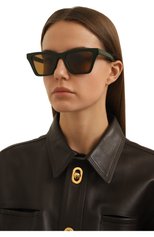 Женские солнцезащитные очки G.O.D. EYEWEAR темно-зеленого цвета, арт. TWENTY DARK GREEN W/BR0WN LENS | Фото 2 (Тип очков: С/з; Очки форма: Квадратные; Оптика Гендер: оптика-женское)