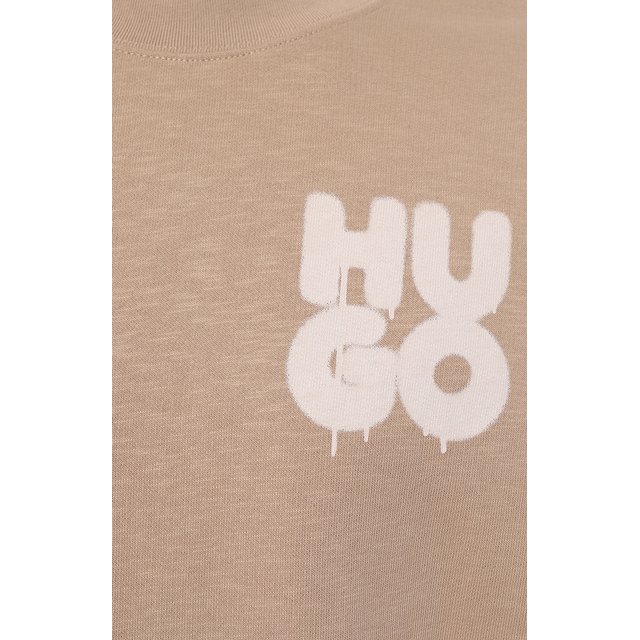 Хлопковый свитшот HUGO 50487526, цвет бежевый, размер 52 - фото 5
