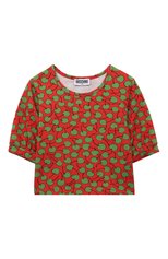Детская хлопковая футболка MOSCHINO разноцветного цвета, арт. HDM04V/LBB2C/4-8 | Фото 1 (Девочки Кросс-КТ: футболка-одежда; Рукава: Короткие; Материал внешний: Хлопок)