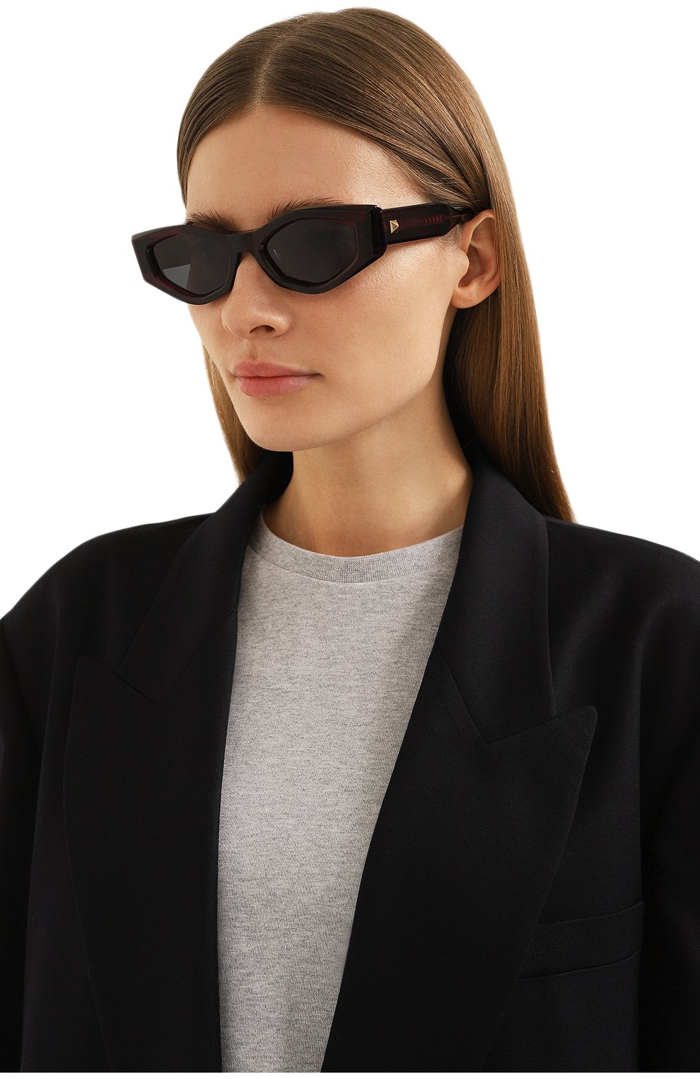Женские солнцезащитные очки VALENTINO фуксия цвета, арт. VLS-101B | Фото 2 (Тип очков: С/з; Оптика Гендер: оптика-женское; Очки форма: Cat-eye)
