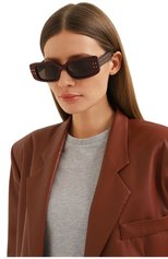 Женские солнцезащитные очки VALENTINO темно-коричневого цвета, арт. VLS-108B | Фото 2 (Тип очков: С/з; Оптика Гендер: оптика-женское; Очки форма: Прямоугольные)