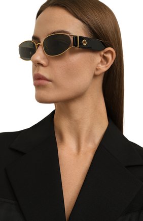 Женские солнцезащитные очки LINDA FARROW черного цвета, арт. LFL1157C1SUN | Фото 2 (Тип очков: С/з; Материал: Металл; Оптика Гендер: оптика-женское; Очки форма: Овальные, Узкие)