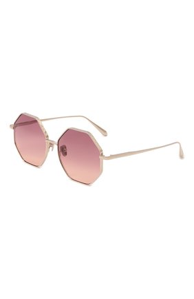 Женские солнцезащитные очки LINDA FARROW светло-розового цвета, арт. LFL1253C7SUN | Фото 1 (Тип очков: С/з; Материал: Металл; Оптика Гендер: оптика-женское; Очки форма: Круглые)