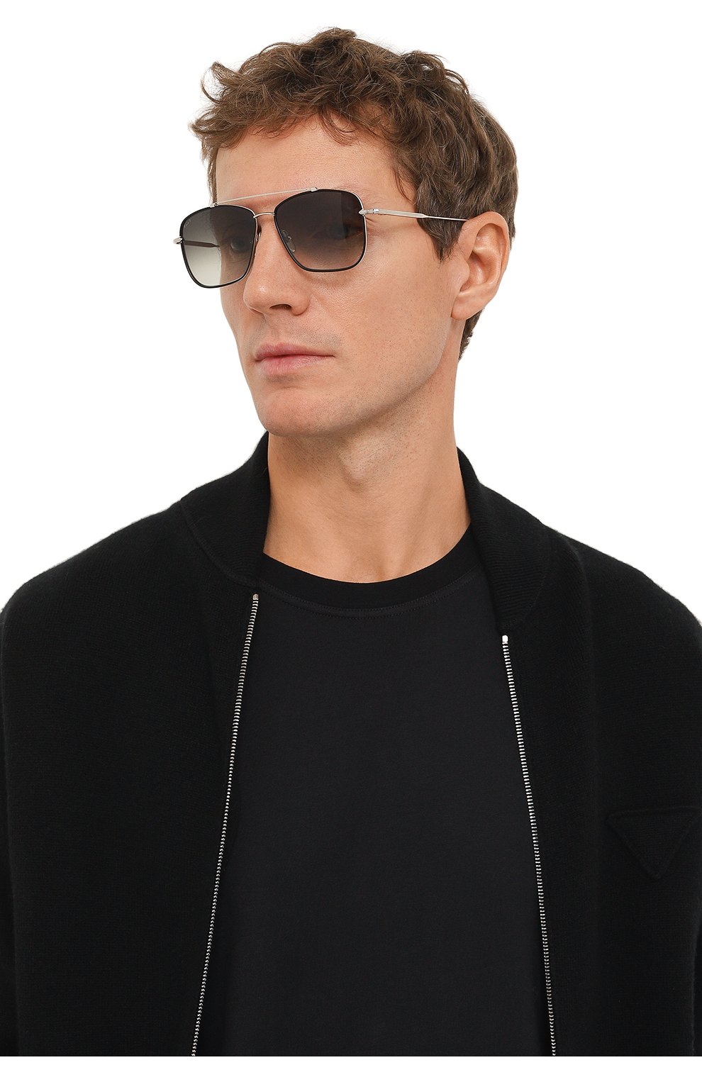 Мужские солнцезащитные очки EQUE.M черного цвета, арт. BATTLE CRY II/SS-B | Фото 2 (Кросс-КТ: С/з-мужское; Материал: Металл; Очки форма: Квадратные, Авиаторы; Оптика Гендер: оптика-мужское)