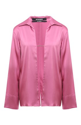 Женская блузка из вискозы JACQUEMUS розового цвета, арт. 22E213SH103/1000PINK | Фото 1 (Рукава: Длинные; Стили: Гламурный; Принт: Без принта; Длина (для топов): Стандартные; Материал внешний: Вискоза; Женское Кросс-КТ: Блуза-одежда)