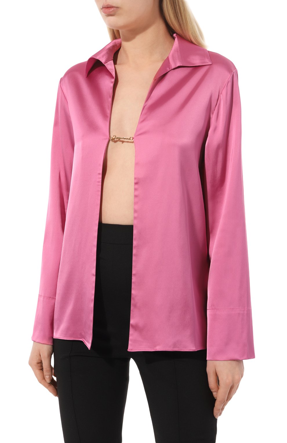 Женская блузка из вискозы JACQUEMUS розового цвета, арт. 22E213SH103/1000PINK | Фото 3 (Рукава: Длинные; Стили: Гламурный; Принт: Без принта; Длина (для топов): Стандартные; Материал внешний: Вискоза; Женское Кросс-КТ: Блуза-одежда)