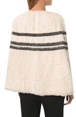 Женская меховая накидка DOLCE & GABBANA белого цвета, арт. 0102/I0879W/FUPLC | Фот�о 4 (Материал внешний: Натуральный мех; Длина (верхняя одежда): Короткие; Материал подклада: Шелк; Стили: Кэжуэл)