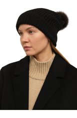 Женская шерстяная шапка BLACK SABLE черного цвета, арт. BS-005СЕ | Фото 2 (Материал: Текстиль, Шерсть)