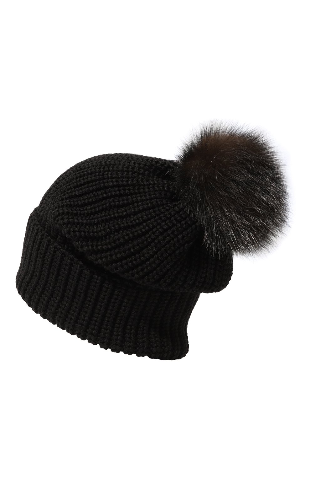 Женская шерстяная шапка BLACK SABLE черного цвета, арт. BS-005СЕ | Фото 3 (Материал: Текстиль, Шерсть)