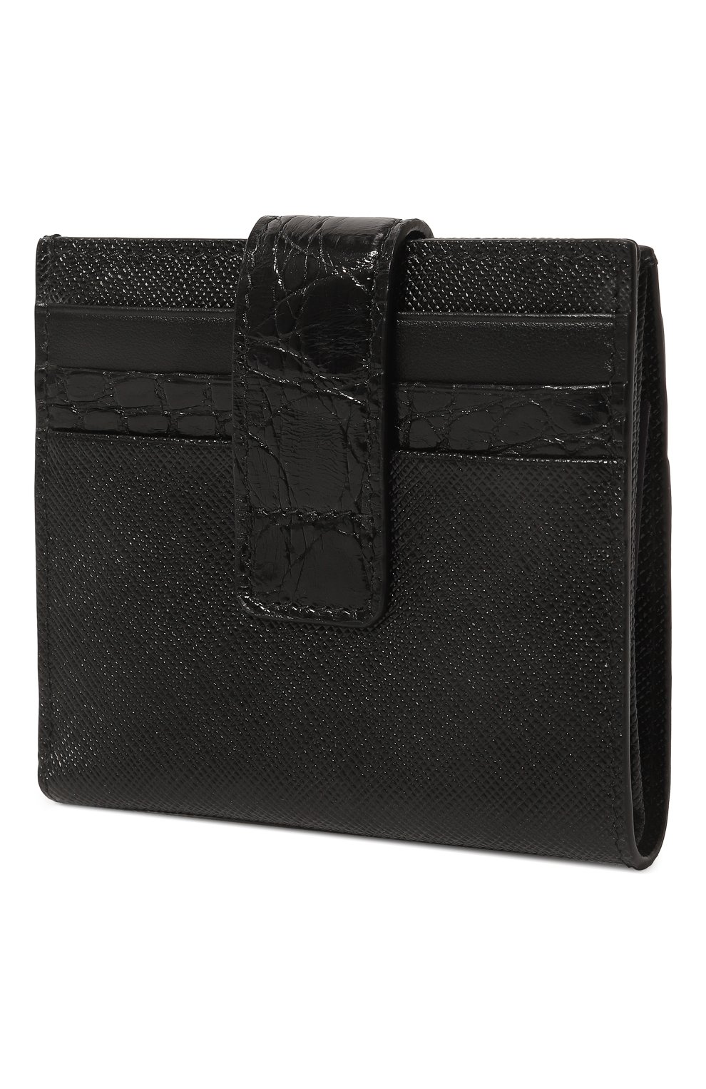 Мужской кожаный футляр для кредитных карт PRADA черного цвета, арт. 2MC063-2EVM-F0002 | Фото 2 (Материал: Натуральная кожа)