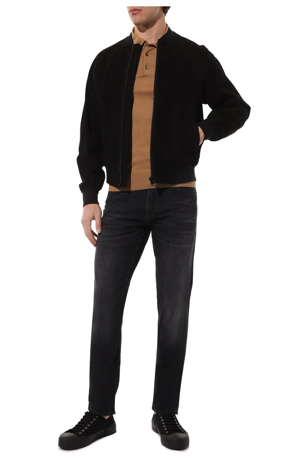 Мужской черный замшевый бомбер BOSS купить в интернет-магазине ЦУМ, арт ...