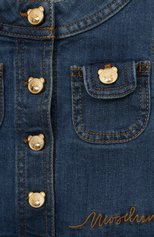 Детская джинсовая куртка MOSCHINO синего цвета, арт. HDS045/LXE35/4-8 | Фото 3 (Рукава: Длинные; Кросс-КТ: Деним; Материал внешний: Хлопок)
