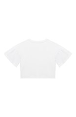 Детская укороченная футболка MOSCHINO белого цвета, арт. HDM04U/LBA00/4-8 | Фото 2 (Девочки Кросс-КТ: футболка-одежда; Рукава: Короткие; Материал внешний: Хлопок)