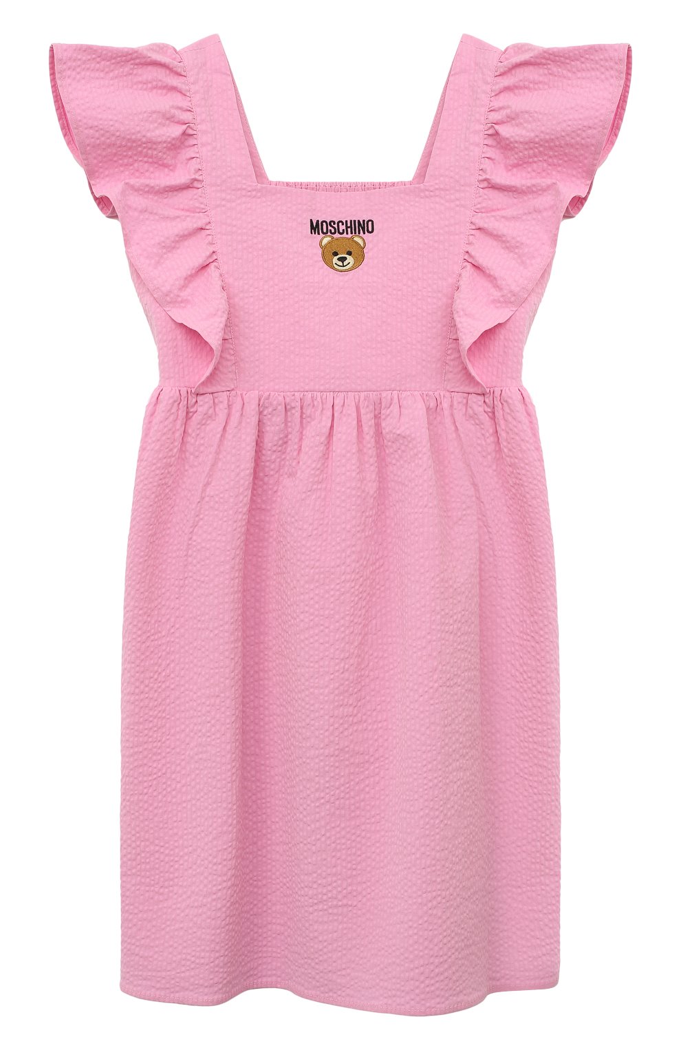 Детское хлопковый сарафан MOSCHINO розового цвета, арт. HDV0CU/LZA15/4-8 | Фото 1 (Рукава: Короткие; Девочки Кросс-КТ: Сарафан-одежда; Материал внешний: Хлопок)