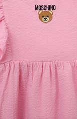 Детское хлопковый сарафан MOSCHINO розового цвета, арт. HDV0CU/LZA15/4-8 | Фото 3 (Рукава: Короткие; Девочки Кросс-КТ: Сарафан-одежда; Материал внешний: Хлопок)