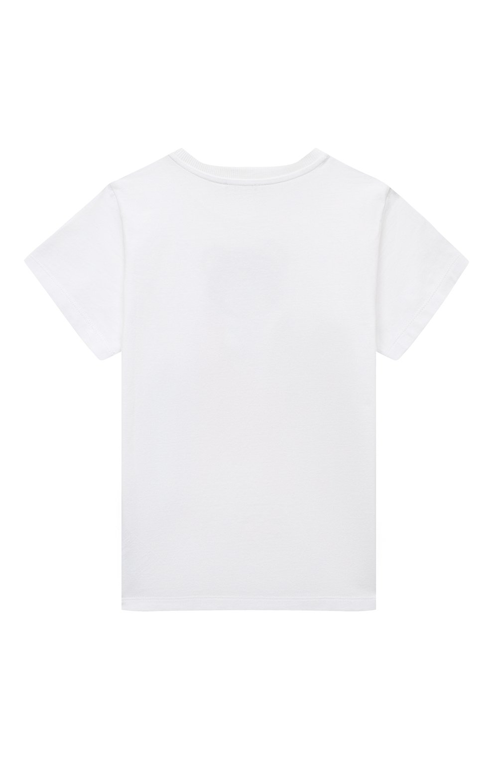 Детская хлопковая футболка MOSCHINO белого цвета, арт. HNM03T/LBA08/4-8 | Фото 2 (Девочки Кросс-КТ: футболка-одежда; Рукава: Короткие; Материал внешний: Хлопок)