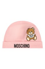 Детского хлопковая шапка MOSCHINO светло-розового цвета, арт. MVX031/LAA03 | Фото 1 (Материал: Текстиль, Хлопок)