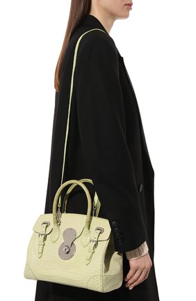 Женская сумка ricky 27 из кожи крокодила RALPH LAUREN салатового цвета, арт. 69H/IVR42/RMALL | Фото 2 (Размер: medium; Ремень/цепочка: На ремешке; Материал: Экзотическая кожа)