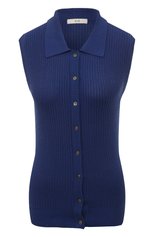 Женский шелковый жилет CO темно-синего цвета, арт. 8336TSY | Фото 1 (Материал внешний: Шелк; Кросс-КТ: Трикотаж; Длина (верхняя одежда): Короткие; Стили: Кэжуэл)