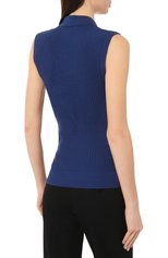 Женский шелковый жилет CO темно-синего цвета, арт. 8336TSY | Фото 4 (Материал внешний: Шелк; Кросс-КТ: Трикотаж; Длина (верхняя одежда): Короткие; Стили: Кэжуэл)