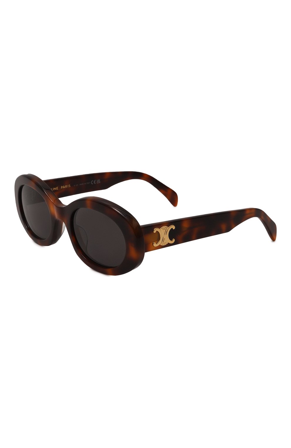 Женские солнцезащитные очки CELINE EYEWEAR темно-коричневого цвета, арт. CL40194U 53A | Фото 1 (Материал: Пластик; Тип очков: С/з; Оптика Гендер: оптика-женское; Очки форма: Овальные)