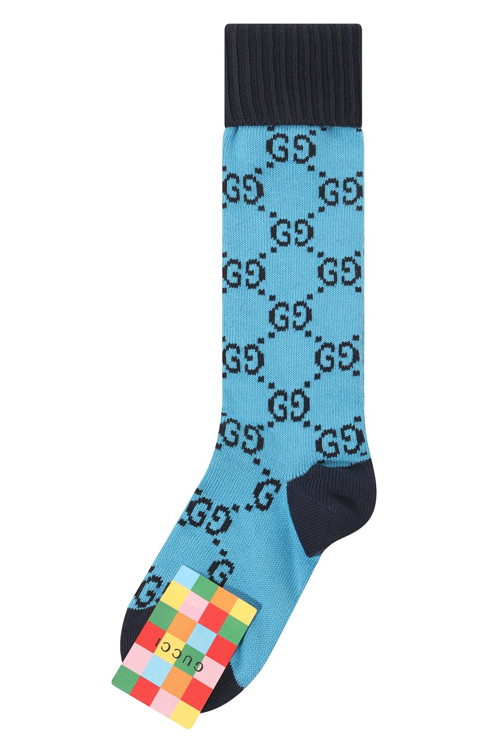 Женские хлопковые носки GUCCI голубого цвета, арт. 476336 3G701 | Фото 1 (Материал внешний: Хлопок)