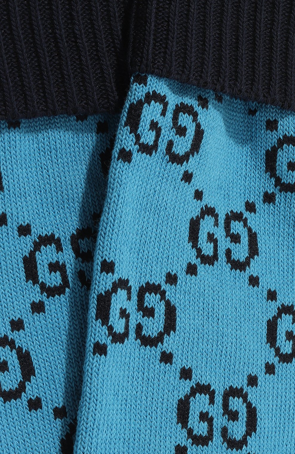 Женские хлопковые носки GUCCI голубого цвета, арт. 476336 3G701 | Фото 2 (Материал внешний: Хлопок)