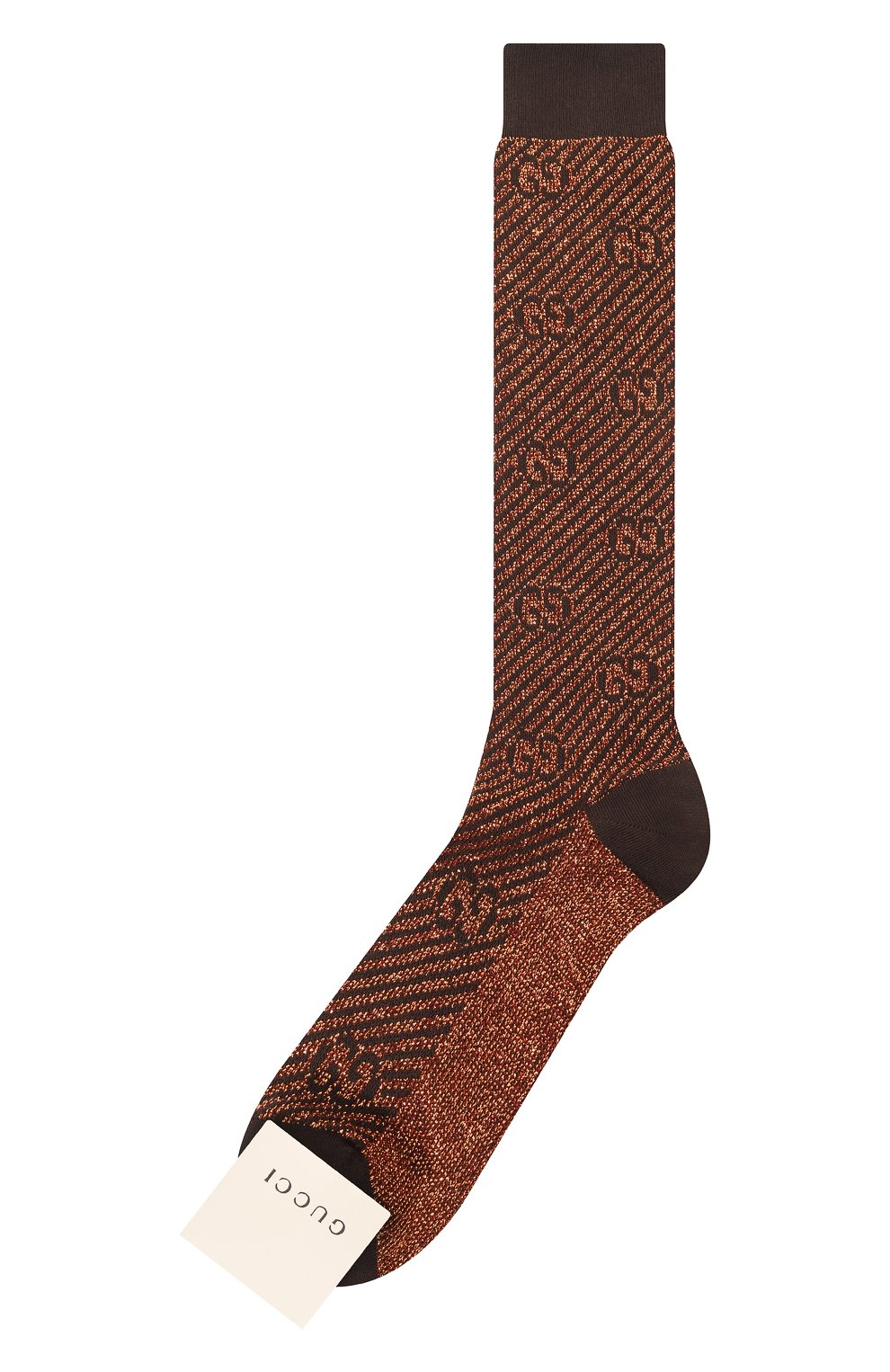Женские гольфы GUCCI темно-коричневого цвета, арт. 650190 3GABG | Фото 1 (Материал внешний: Синтетический материал, Хлопок)