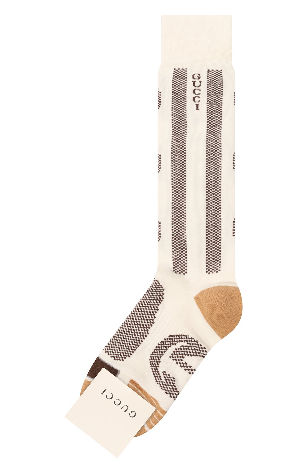 Женские носки GUCCI кремвого цвета, арт. 675854 3GA10 | Фото 1 (Материал внешний: Синтетический материал, Хлопок)