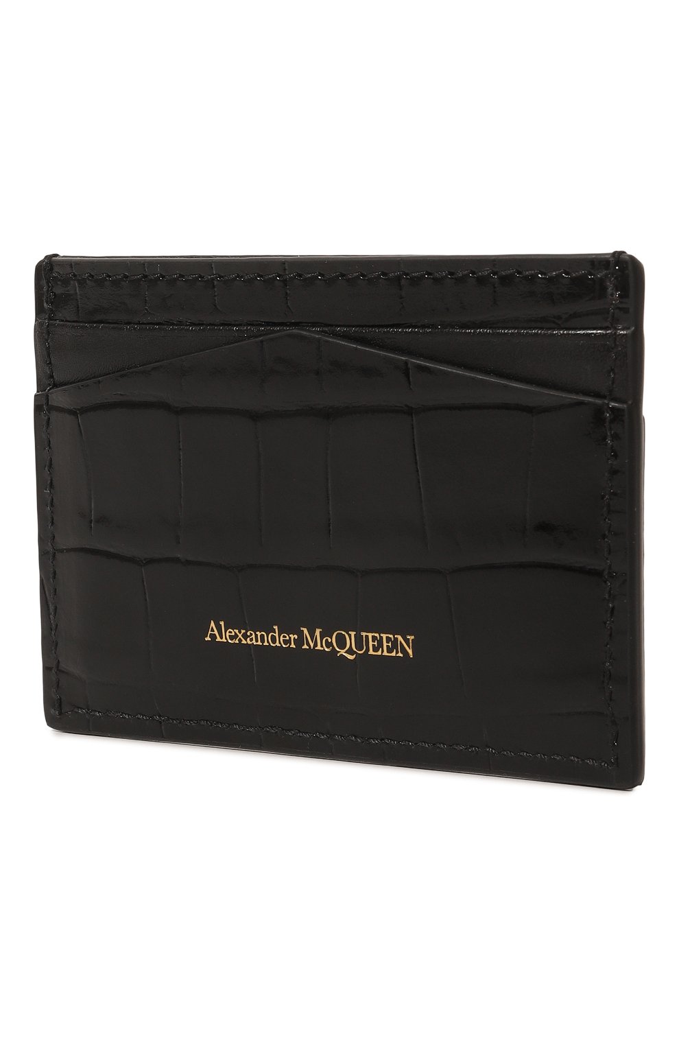 Женский кожаный футляр для кредитный карт ALEXANDER MCQUEEN черного цвета, арт. 632038/1JMFG1050 | Фото 2 (Материал: Натуральная кожа)