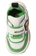 Детские кожаные кроссовки MOSCHINO зеленого цвета, арт. 74359/20-27 | Фото 4 (Материал внутренний: Натуральная кожа)
