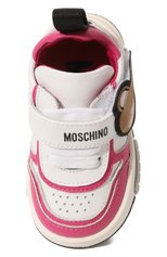 Детские кожаные кроссовки MOSCHINO розового цвета, арт. 74359/20-27 | Фото 4 (Материал внутренний: Натуральная кожа)