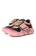 Детские кожаные кроссовки MOSCHINO розового цвета, арт. 74363/20-27 | Фото 1 (Материал внутренний: Натуральная кожа)