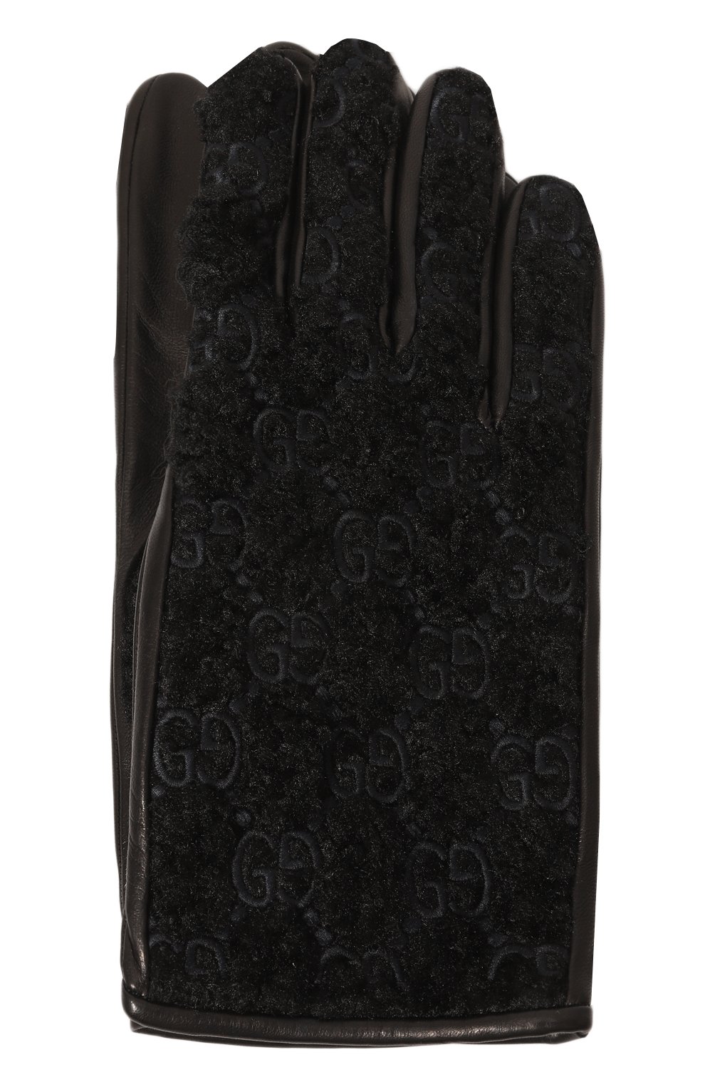 Женские перчатки GUCCI черного цвета, арт. 641591 4SAAB | Фото 1 (Материал: Натуральная кожа)